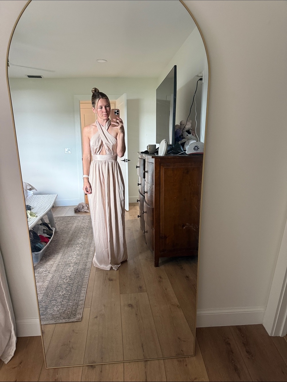 Nasty Gal Blush Convertible Halter jumpsuit